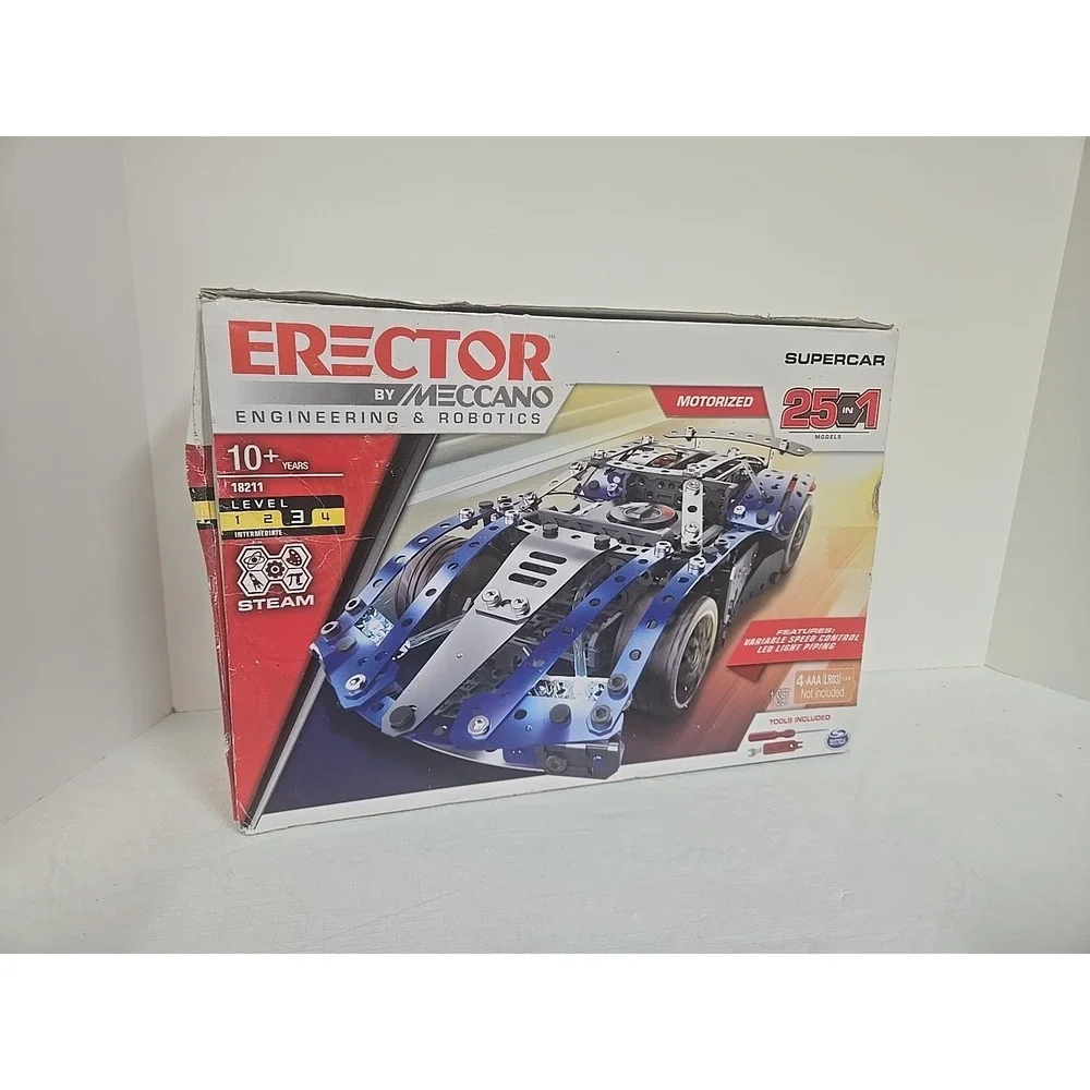 SUPERCAR ERECTOR Building SET Meccano 18211‎ Motorized 25 Models in 1 Spinmaster